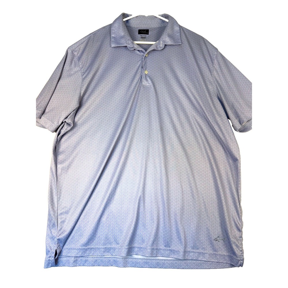 Greg Norman Collection Mens XXL Blue Geometric Performance Golf Polo Shirt Play